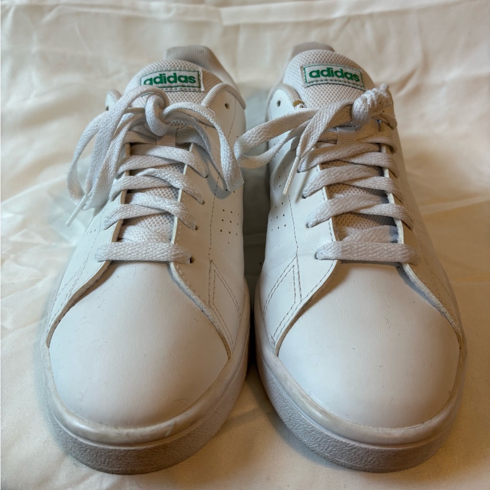 Adidas White Sneakers with Green Logo Accents